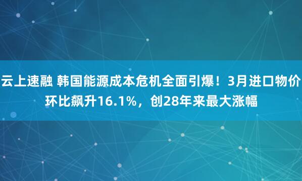 云上速融 韩国能源成本危机全面引爆！3月进口物价环比飙升16.1%，创28年来最大涨幅